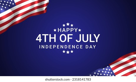 Happy 4th of July independence day USA banner template with US flags.  4th of July Independence Day background