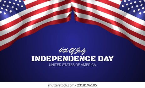 Happy 4th of July independence day USA banner template with US flags.  4th of July Independence Day background