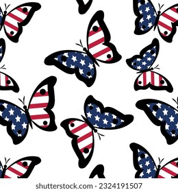 happy 4th of july independence day america butterfly freedom seamless pattern