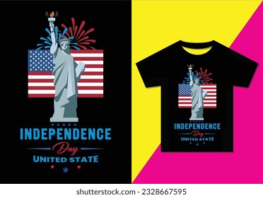 Happy 4th July independence day t-shirt design. 4th of July 1776 independence day, Happy 4th July, USA Flag Vector, graphic vector print for t-shirt, Statue Of Liberty, USA FLAG vector.