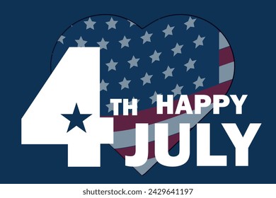 Happy 4th of July Independence Day USA. Design of greeting cards, posters, banners, posts in social media. USA Independence Day background for greetings, sale, discount, advertisement, web.