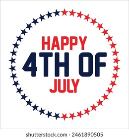 Happy 4th of july independence day sign, symbol, icon design on transparent background. Vector illustration., 