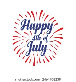 Happy 4th of July - Independence Day of USA - cute hand drawn doodle lettering postcard. Lettering for poster t-shirt design.