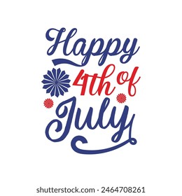 Happy 4th of July - Independence Day of USA - cute hand drawn doodle lettering postcard. Lettering for poster t-shirt design.