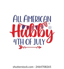 Happy 4th of July - Independence Day of USA - cute hand drawn doodle lettering postcard. Lettering for poster t-shirt design.