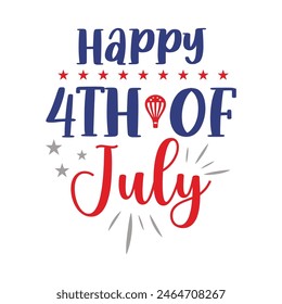 Happy 4th of July - Independence Day of USA - cute hand drawn doodle lettering postcard. Lettering for poster t-shirt design.