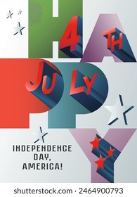 Happy 4th of July, Independence day America USA patriotic banner, greeting poster, card, background, web, cover, label, flyer, layout. America Victory Day print holiday information, party, celebration