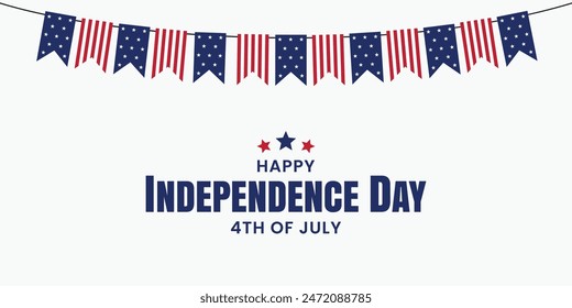 Happy 4th of July, independence day of USA. greeting card, background, banner american national flag. Vector illustration