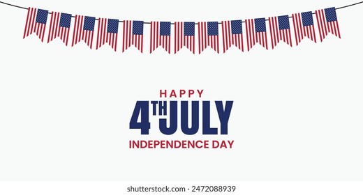 Happy 4th of July, independence day of USA. greeting card, background, banner american national flag. Vector illustration