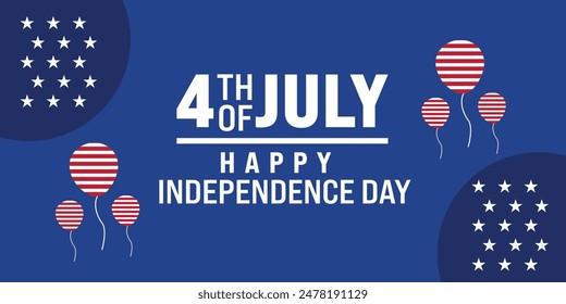 Happy 4th of July independence day celebration with american flag. USA 4th of july national american freedom day holiday. vector,  banner design, illustration