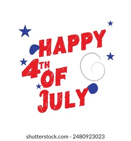 Happy 4th of July Independence Day Text Banner. Happy 4th of July custom text banner for United States Independence Day celebrations.