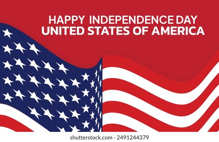 Happy 4th of July, independence day of USA. greeting card, background, banner american national flag. Vector illustration