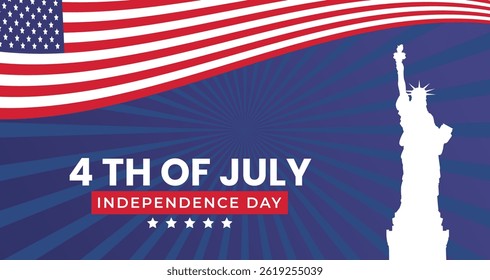 Happy 4th of July independence day USA banner template blue background design. Vector illustration.