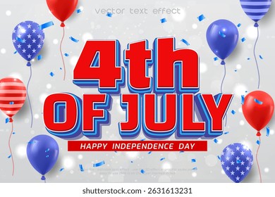 Happy 4th of july independence day 3D editable text effect