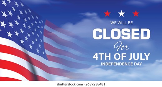 Happy 4th of July Independence Day USA background with the United States flag and 4th of July typography. vector illustration
