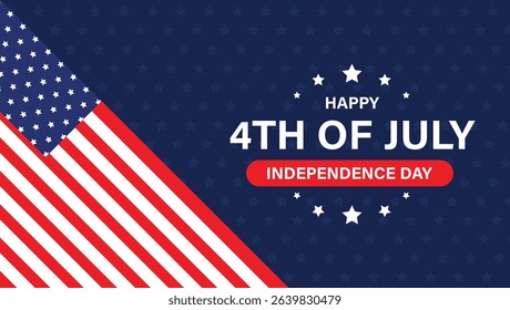 Happy 4th of July independence day background with stars, stripes and American flag elements in patriotic design