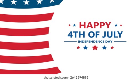 Happy 4th of July Independence Day Banner with Flag, Happy 4th of July Independence Day Banner with Flag, American Independence Day Celebration Poster Design.