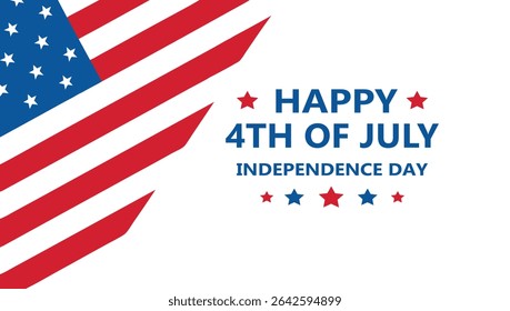 Happy 4th of July Independence Day Banner with Flag, Happy 4th of July Independence Day Banner with Flag, American Independence Day Celebration Poster Design.
