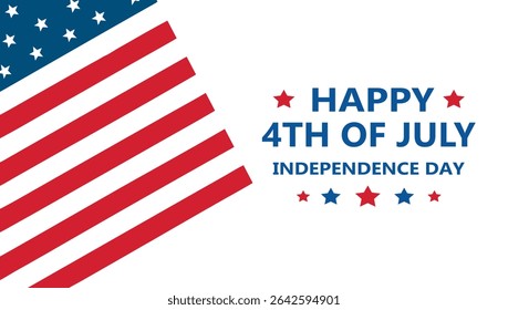 Happy 4th of July Independence Day Banner with Flag, Happy 4th of July Independence Day Banner with Flag, American Independence Day Celebration Poster Design.
