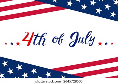 Happy 4th july Independence Day background . Red, blue fireworks for 4th of July . Fourth of July banner . United States of America celebration border or greeting card. USA patriotic lettering .
