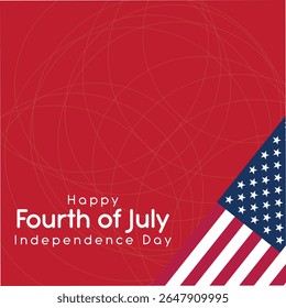 Happy 4th of July Independence Day banner, poster, and social media Template Design with an isolated beautiful red background and the USA flag. eps vector greeting card. 