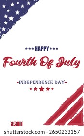 Happy 4th of July Independence Day Cursive Hand Lettering USA Abstract Flag Template  Banner