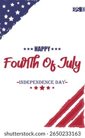 Happy 4th of July Independence Day Stylish Typography Lettering USA Abstract Flag Template  Banner