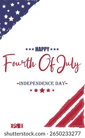 Happy 4th of July Independence Day Cursive Hand Lettering USA Abstract Flag Template  Banner