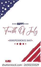 Happy 4th of July Independence Day Cursive Hand Lettering USA Abstract Flag Template  Banner
