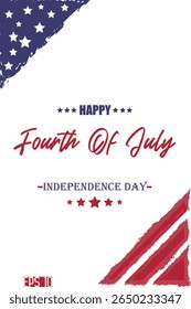 Happy 4th of July Independence Day Cursive Hand Lettering USA Abstract Flag Template  Banner