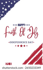 Happy 4th of July Independence Day Cursive Hand Lettering USA Abstract Flag Template  Banner