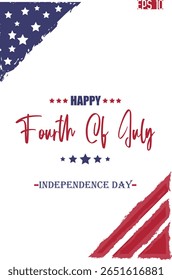 Happy 4th of July Independence Day Modern Text Lettering USA Abstract Flag Template Banner