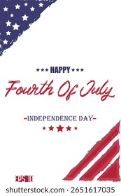 Happy 4th of July Independence Day Cursive Hand Lettering USA Abstract Flag Template  Banner