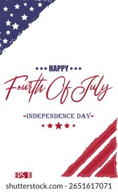 Happy 4th of July Independence Day Cursive Hand Lettering USA Abstract Flag Template  Banner