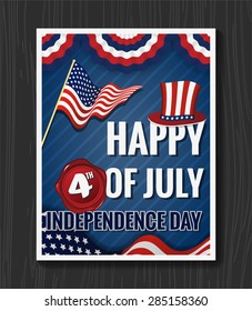 HAPPY 4th OF JULY INDEPENDENCE DAY Greeting Card Design For Card, Billboard, Cover, Poster. Independence day decoration celebration.