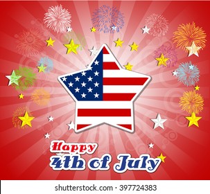 Happy 4th July independence day with fireworks background