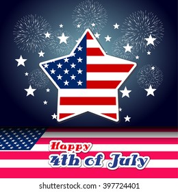 Happy 4th July independence day with fireworks background