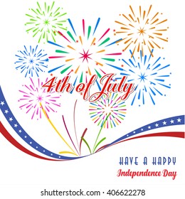 Happy 4th July independence day with fireworks background