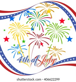 Happy 4th July independence day with fireworks background