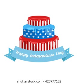 Happy 4th of July, Independence Day cake with stars and usa flag