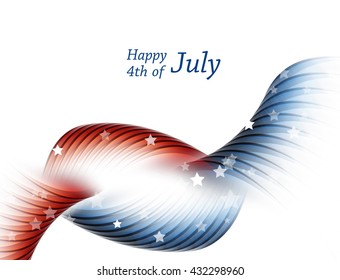 Happy 4th of July.  Independence Day Vector Design . July Fourth. Wavy Vector Colorful Design.  Eps10