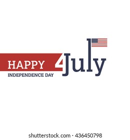 Happy 4th of July independence day web banner template with american waving flag. July 4th typographic design. Usable for greeting cards, banners, print. vector illustration.