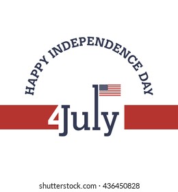 Happy 4th of July independence day web banner template with american waving flag. July 4th typographic design. Usable for greeting cards, banners, print. vector illustration.