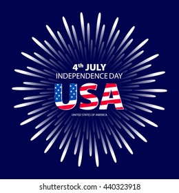 Happy 4th July independence day with fireworks background. vector art