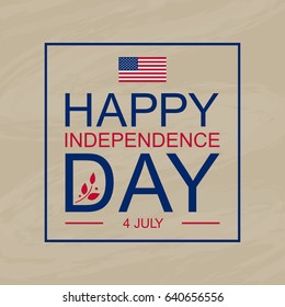 Happy 4th of July - Independence Day card or background. 
Festive poster or banner with hand lettering.
Flat design.
Vector illustration