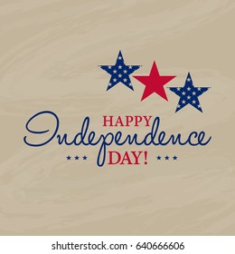 Happy 4th of July - Independence Day card or background. 
Festive poster or banner with hand lettering.
Flat design.
Vector illustration
  