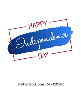 Happy 4th of July - Independence Day card or background. American flag.
Festive poster or banner with hand lettering.
Flat design.
Vector illustration