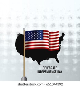Happy 4th of July - Independence Day Vector Design on White Scribble Background with American Flag - July Fourth