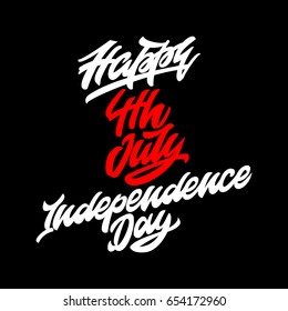 Happy 4th july Independence Day. Premium handmade vector lettering and calligraphy phrase. Vector illustration.