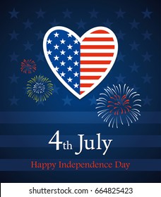 Happy 4th of July. Independence Day in the United States of America. Greeting card. Poster. Banner. Vector illustration.